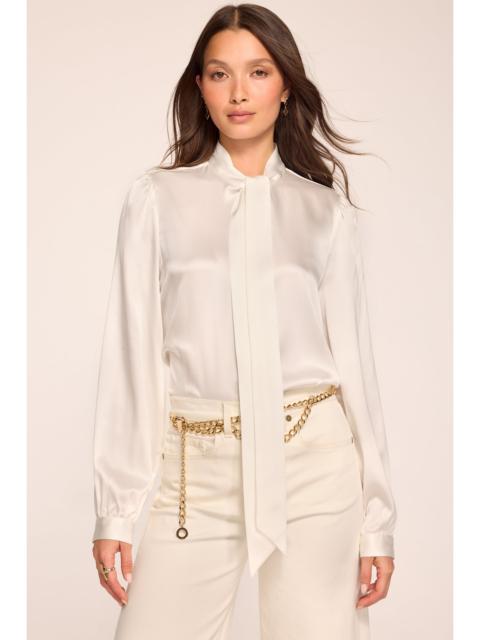 RAMY BROOK Theresa Tie Neck Long Sleeve Silk Top