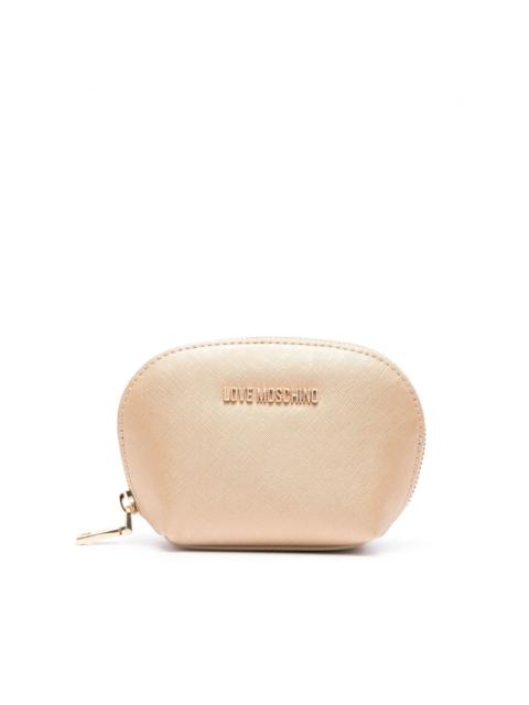 Moschino logo-lettering metallic make-up bag