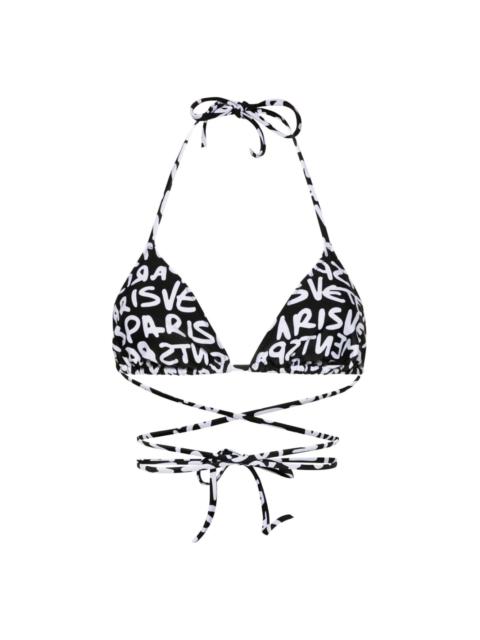 VETEMENTS logo-print triangle bikini top