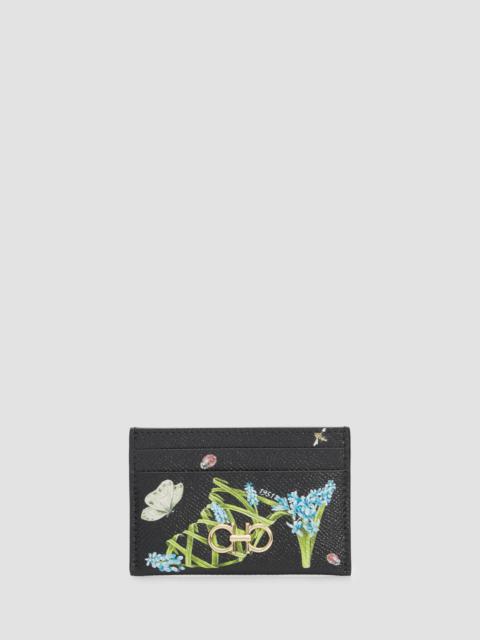 FERRAGAMO Women's Gancini Eden Shoe Leather Card Case - Nero