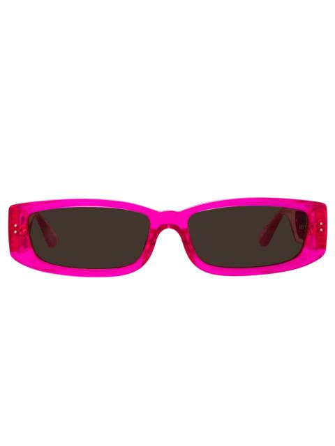 TALITA RECTANGULAR SUNGLASSES IN NEON PINK