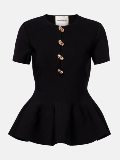 ROLAND MOURET Embellished peplum top