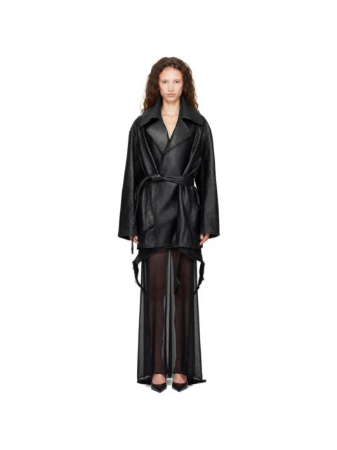 BALENCIAGA Black High Collar Soft Matte Leather Jacket
