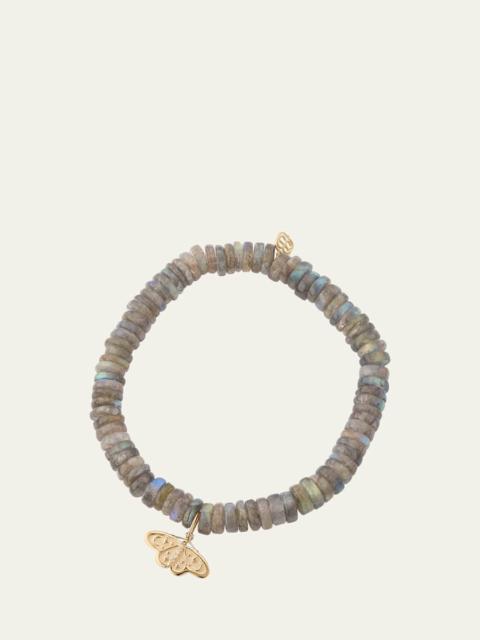 SYDNEY EVAN 14K Diamond Celestial Moth Charm on Labradorite Stretch Bracelet