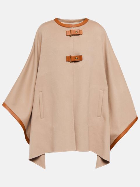 Kirna leather-trimmed cashmere cape