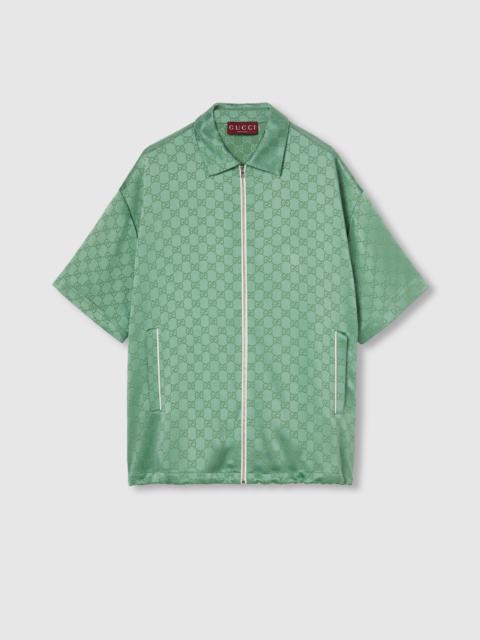 GUCCI Relaxed fit GG satin zip shirt