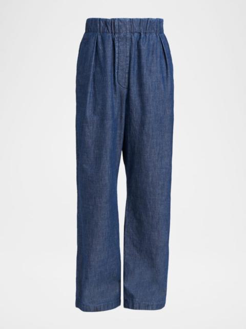 Jil Sander Chambray Straight-Leg Pull-On Trousers