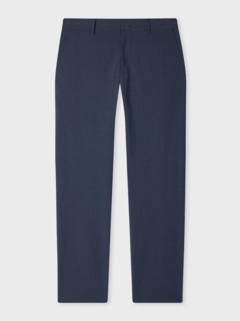 Paul Smith Blue Seersucker Check Drawstring Trousers