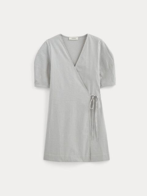 EVERLANE THE SEERSUCKER MINI WRAP DRESS