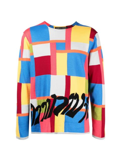 colour-block intarsia-knit jumper