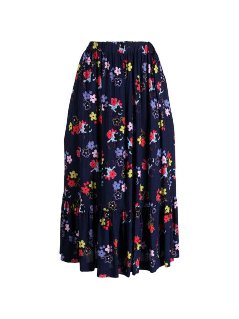 floral-print pleated skirt