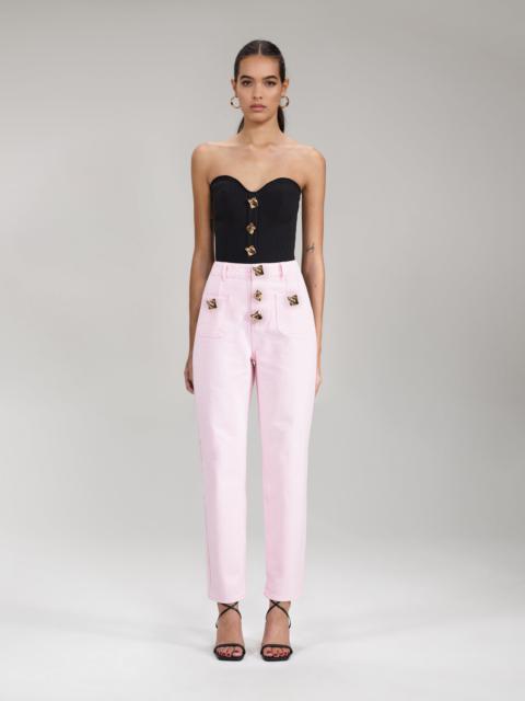 self-portrait Black Strapless Ribbed Knit Top