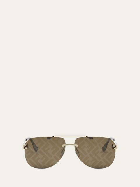 FENDI Men's Sky Monogram Metal Sunglasses