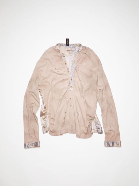 Acne Studios Distressed cotton satin t-shirt - Shell beige