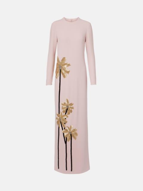 COSTARELLOS Nevina crystal-embellished crêpe gown