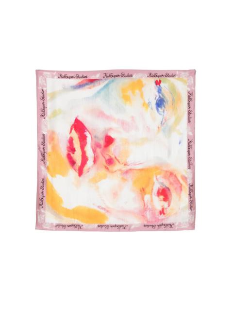 KidSuper face-motif silk scarf