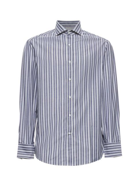 Brunello Cucinelli Striped cotton basic fit shirt