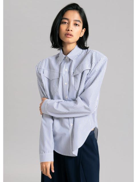 The Frankie Shop Jeanne Padded Shirt - Navy Stripe