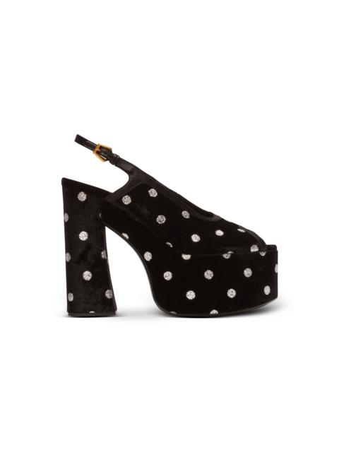 Balmain Cam sandals in velvet with polka dots