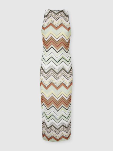 Missoni Sleeveless long dress in viscose and cotton chevron