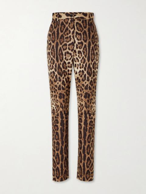Dolce & Gabbana Leopard-print High-rise Cotton Straight-leg Pants