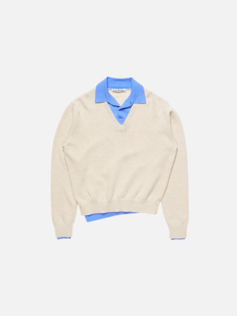 Acne Studios Layered Wool V-Neck Sweater - Dirty white