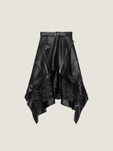 Givenchy ASYMMETRIC BIKER SKIRT IN LEATHER