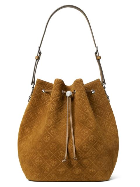 TORY BURCH Women's T Monogram Suede Oversized Bucket Bag - Chicory Brown