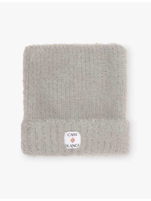 CASABLANCA Logo-Patch Square Knitted Beanie Hat