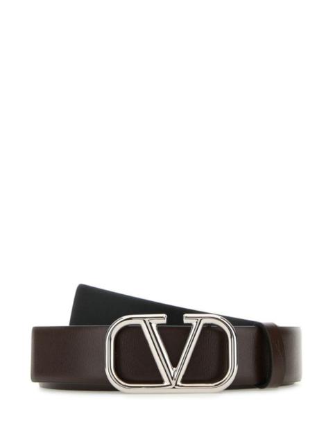Dark brown leather Vlogo Signature belt