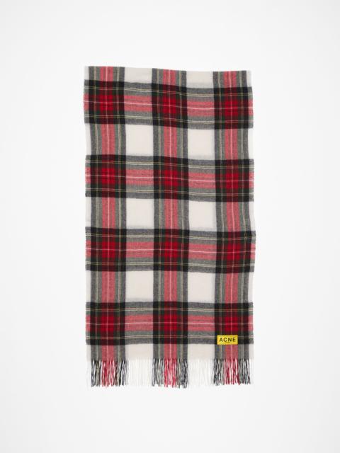 Check fringe scarf - Black/red/white