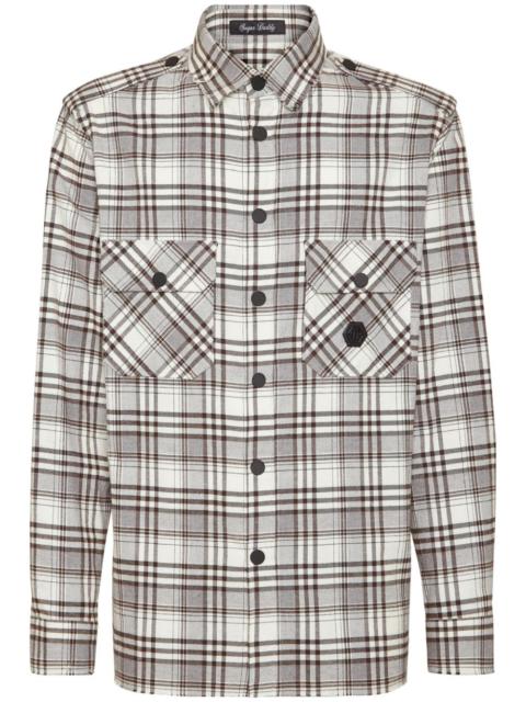 PHILIPP PLEIN Skull&Bones-print checked shirt