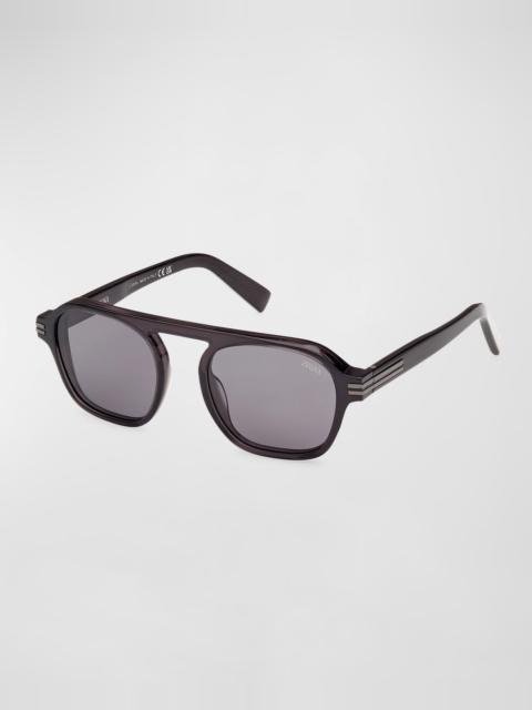 ZEGNA Men's AURORA II Acetate Rectangle Sunglasses