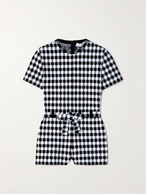 Alaïa Belted houndstooth knitted playsuit