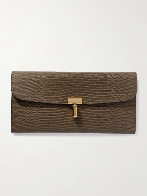 T-Lock lizard-effect leather wallet Dark green