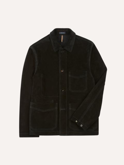 Drake's Black Heavyweight Suede Five-Pocket Chore Jacket