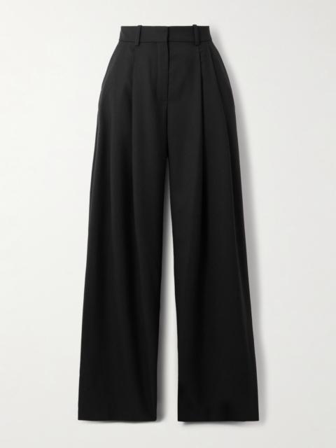 NINA RICCI Pleated Wool-gabardine Wide-leg Pants