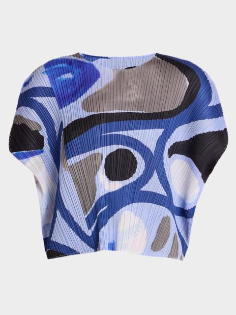 ISSEY MIYAKE Roll Printed Plisse Short-Sleeve Top