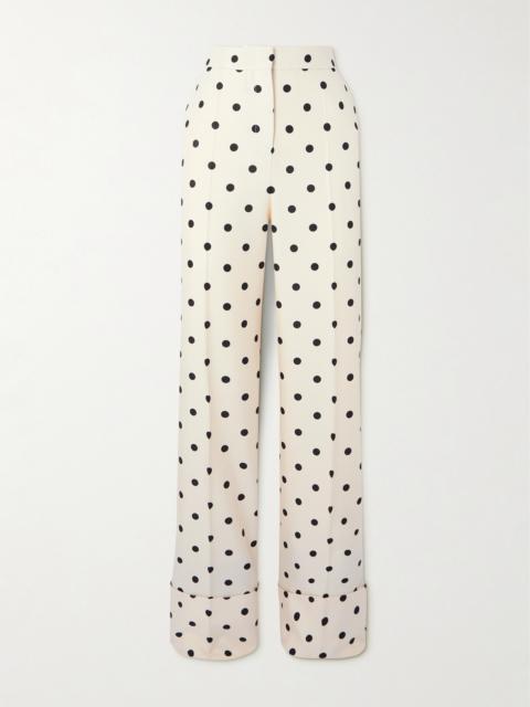 Valentino Polka-dot Silk-crepe Wide-leg Pants