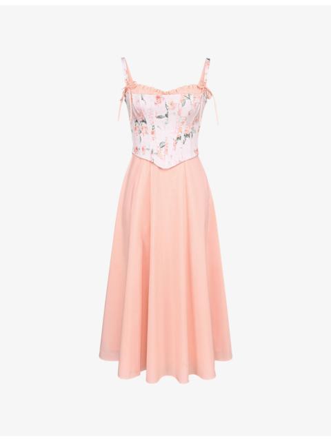 House of CB Clarabelle Detachable Corset Stretch-Cotton Midi Dress