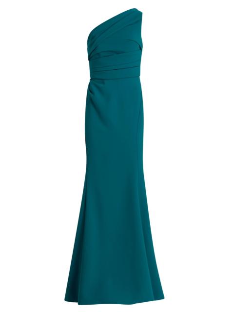 AMSALE Women's Draped One-Shoulder Gown - Teal