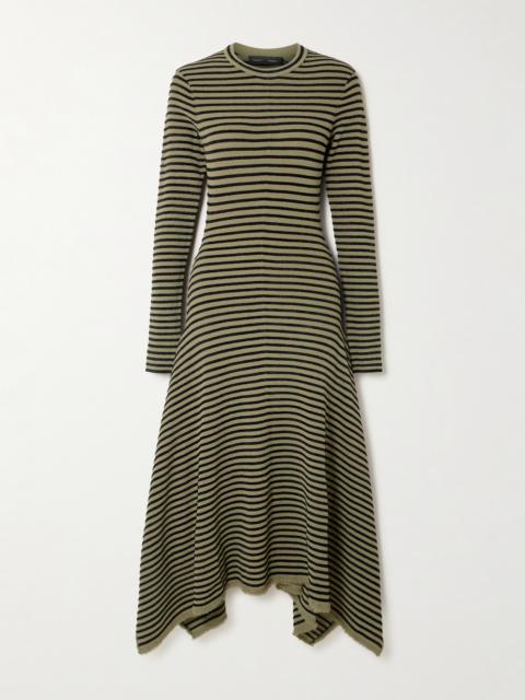 Proenza Schouler Didi Frayed Striped Knitted Midi Dress