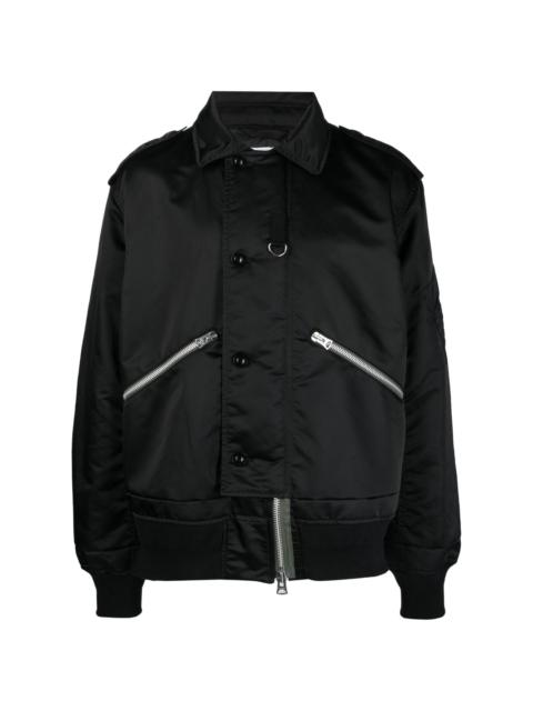 zip-up cotton-blend bomber jacket