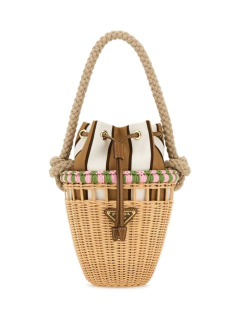 Prada Wicker Mini Bucket Bag