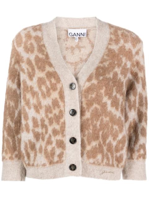 GANNI leopard-jacquard cardigan
