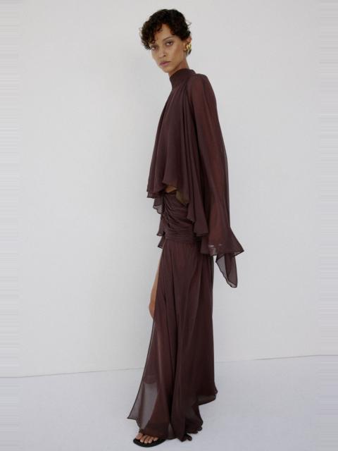 De La Vali MIA TOP IN UMBER BROWN GEORGETTE