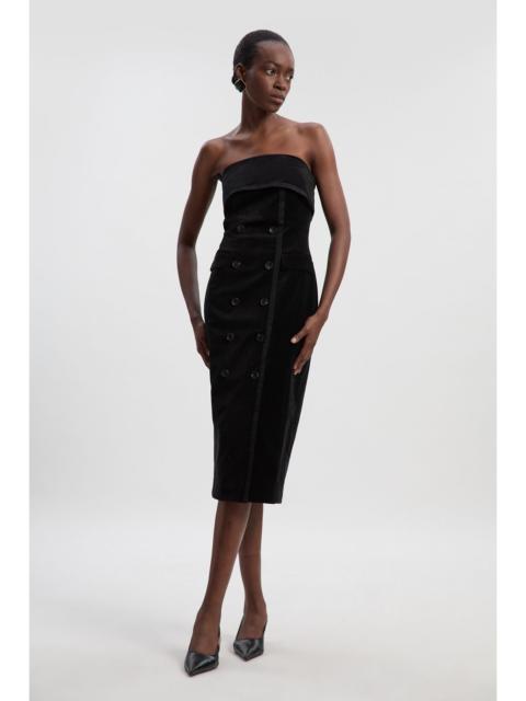 KAREN MILLEN Velvet Groisgrain Bandeau Midi Tailored Dress