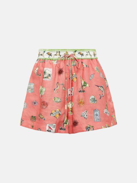 Printed linen shorts