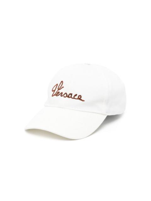 VERSACE logo-embroidered cotton cap