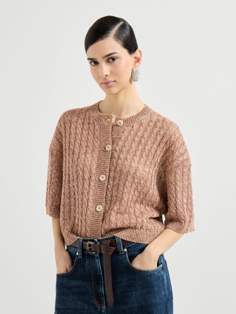 Brunello Cucinelli Linen dazzling cable openwork cardigan